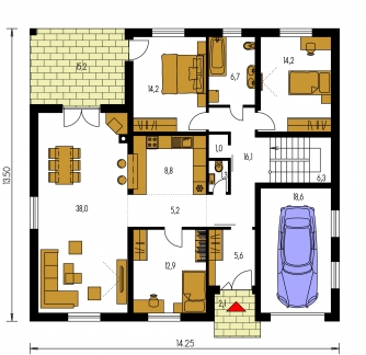 Imagen duplicada | Plano de planta de la planta baja - BUNGALOW 42